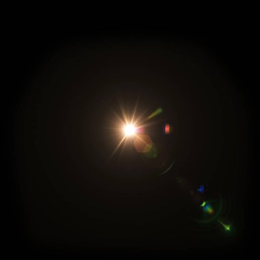 Sarı Lens siyah arka planda yanıp sönüyor. Siyah arkaplan ile izole edilmiş parlak ışık mercekleri. Dokular ve malzemeler için kullanılır..