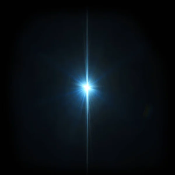 Синяя Вспышка Черном Фоне Объектив Вспышка Ярким Светом Изолированы Черным — стоковое фото