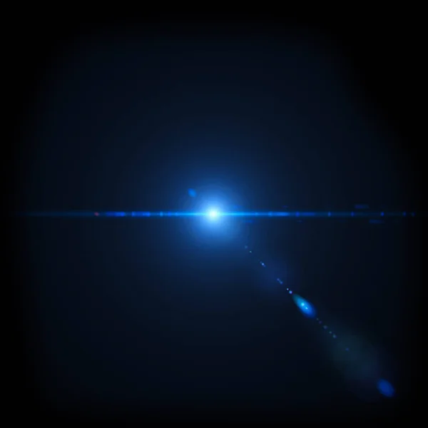 Синяя Вспышка Черном Фоне Объектив Вспышка Ярким Светом Изолированы Черным — стоковое фото