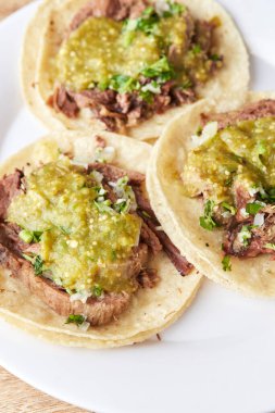 Mexican taco with salsa, taco al pastor