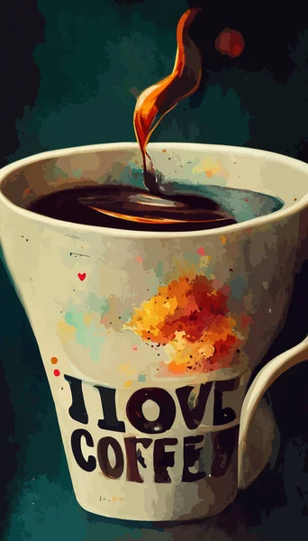 coffee cup illustration. i love coffee illustration.