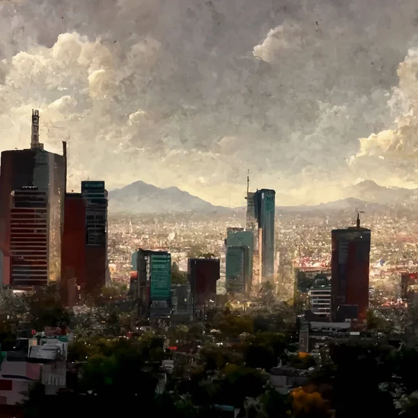 mexico city realistic illustration. city architecture illustration . wallpapers cities.