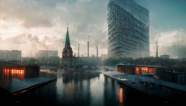 Berlin city realistic illustration. city architecture illustration . wallpapers cities.
