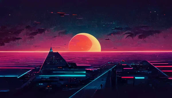 background retro Synthwave. Geometric retro Background illustration. illustration for wallpaper.