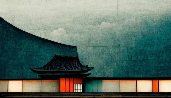 Japan architecture illustration. amazing japan architecture. illustration for wallpaper.