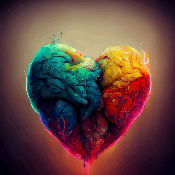 Colorful illustration of the human brain. detailed 2d illustration of the human brain, parts of the brain.