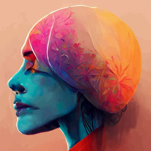 Colorful illustration of the human brain. detailed 2d illustration of the human brain, parts of the brain.