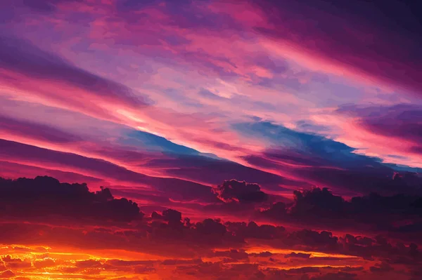 illustration of the Beautiful pastel pink and purple skies and clouds at night as the sun sets. Beautiful sky and clouds.