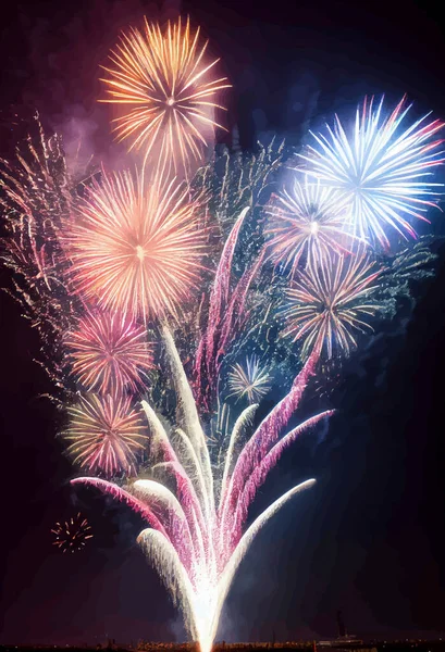 Abstract fireworks background. Fireworks light up in the sky, concept of celebration