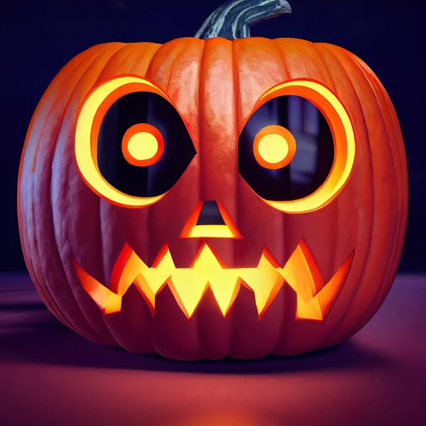 Halloween evil pumpkin cartoon illustration, evil pumpkin face