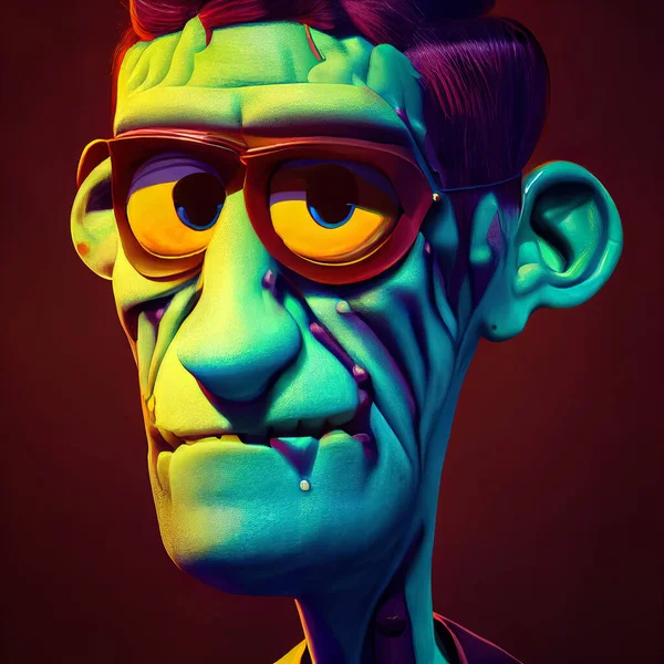 illustration of a Frankenstein's Monster. Frankenstein's animated illustration.