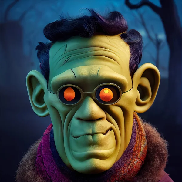 illustration of a Frankenstein's Monster. Frankenstein's animated illustration.