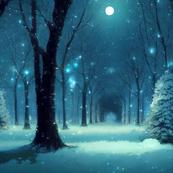 beautiful winter landscape with snow and pine trees, landscape illustration with christmas theme.