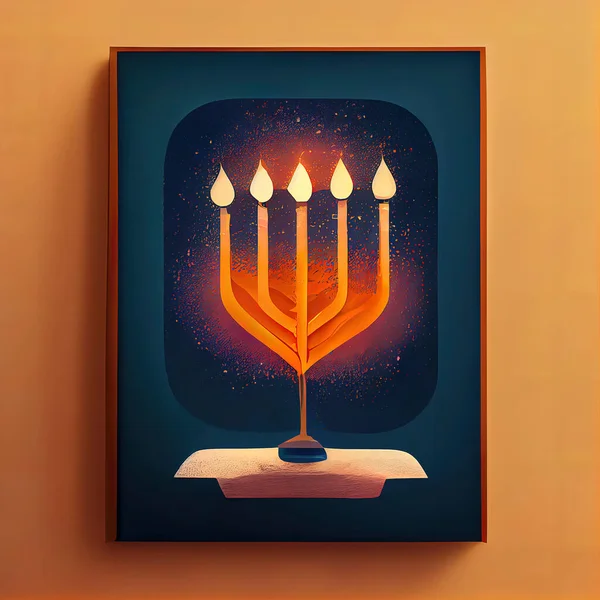 illustration of jewish holiday Hanukkah background with menorah (traditional candelabra) and candles