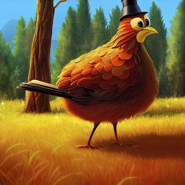 animated illustration of funny thanksgiving day turkey, thanksgiving day character.