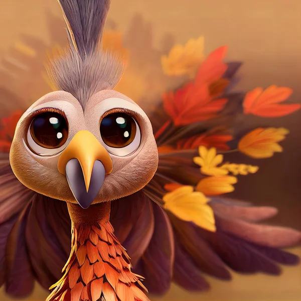 animated illustration of funny thanksgiving day turkey, thanksgiving day character.