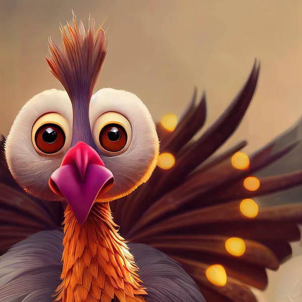 animated illustration of funny thanksgiving day turkey, thanksgiving day character.