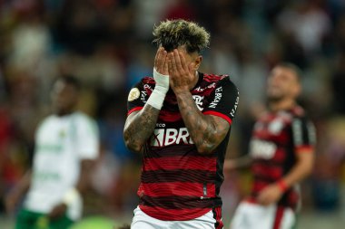 Flamengo 'dan Gabriel Barbosa, Brasileirao Serie A 2022' nin bir parçası olarak Brezilya 'nın başkenti Rio de Janeiro' da oynanan karşılaşma sırasında.