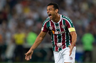 Fluminense 'li Fred, Brasileirao Serie A 2022' nin bir parçası olarak Brezilya 'nın Rio de Janeiro kentindeki Maracana Stadyumu' nda oynanan Fluminense ve Korintliler arasındaki maçı kutluyor..