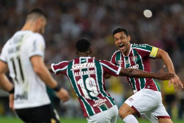 Fluminense 'li Fred, Brasileirao Serie A 2022' nin bir parçası olarak Brezilya 'nın Rio de Janeiro kentindeki Maracana Stadyumu' nda oynanan Fluminense ve Korintliler arasındaki maçı kutluyor..