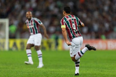 Fluminense 'li Fred, Brasileirao Serie A 2022' nin bir parçası olarak Brezilya 'nın Rio de Janeiro kentindeki Maracana Stadyumu' nda oynanan Fluminense ve Korintliler arasındaki maçı kutluyor..