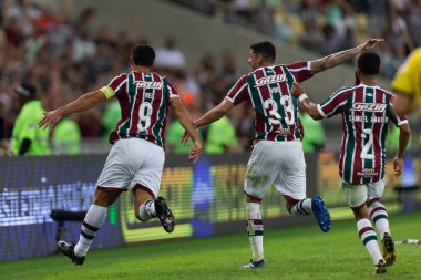Fluminense 'li Fred, Brasileirao Serie A 2022' nin bir parçası olarak Brezilya 'nın Rio de Janeiro kentindeki Maracana Stadyumu' nda oynanan Fluminense ve Korintliler arasındaki maçı kutluyor..
