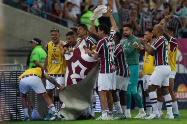 Fluminense 'li Fred, Brasileirao Serie A 2022' nin bir parçası olarak Brezilya 'nın Rio de Janeiro kentindeki Maracana Stadyumu' nda oynanan Fluminense ve Korintliler arasındaki maçı kutluyor..