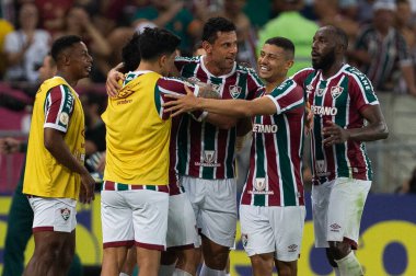 Fluminense 'li Fred, Brasileirao Serie A 2022' nin bir parçası olarak Brezilya 'nın Rio de Janeiro kentindeki Maracana Stadyumu' nda oynanan Fluminense ve Korintliler arasındaki maçı kutluyor..