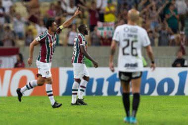 Fluminense 'li Fred, Brasileirao Serie A 2022' nin bir parçası olarak Brezilya 'nın Rio de Janeiro kentindeki Maracana Stadyumu' nda oynanan Fluminense ve Korintliler arasındaki maçı kutluyor..