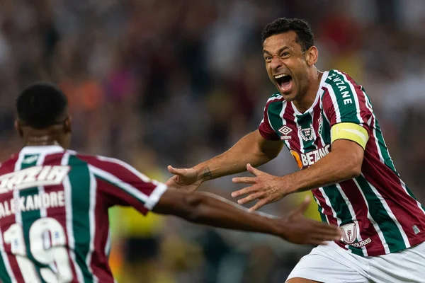 Fluminense 'li Fred, Brasileirao Serie A 2022' nin bir parçası olarak Brezilya 'nın Rio de Janeiro kentindeki Maracana Stadyumu' nda oynanan Fluminense ve Korintliler arasındaki maçı kutluyor..