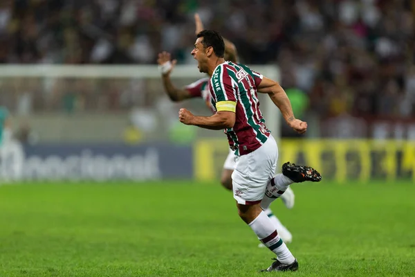 Fluminense 'li Fred, Brasileirao Serie A 2022' nin bir parçası olarak Brezilya 'nın Rio de Janeiro kentindeki Maracana Stadyumu' nda oynanan Fluminense ve Korintliler arasındaki maçı kutluyor..