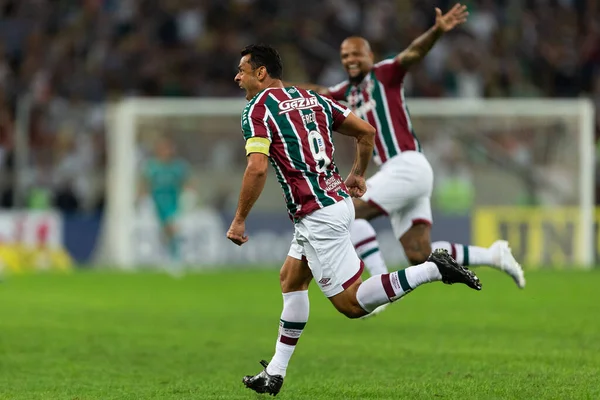 Fluminenseのフレッドは ブラジリラオセリエAの一部としてFluminenseとコリントの間の試合中に祝います2022 7月にマラカナスタジアムで02 2022ブラジルのリオデジャネイロで — ストック写真