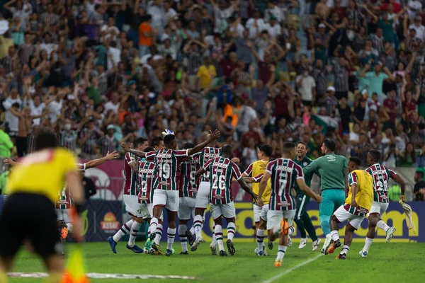 Fluminenseのフレッドは ブラジリラオセリエAの一部としてFluminenseとコリントの間の試合中に祝います2022 7月にマラカナスタジアムで02 2022ブラジルのリオデジャネイロで — ストック写真