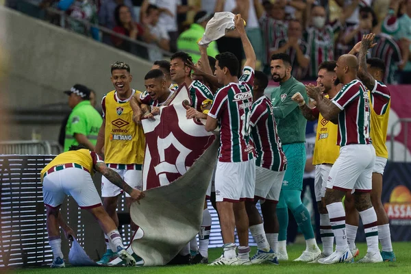 Fluminenseのフレッドは ブラジリラオセリエAの一部としてFluminenseとコリントの間の試合中に祝います2022 7月にマラカナスタジアムで02 2022ブラジルのリオデジャネイロで — ストック写真