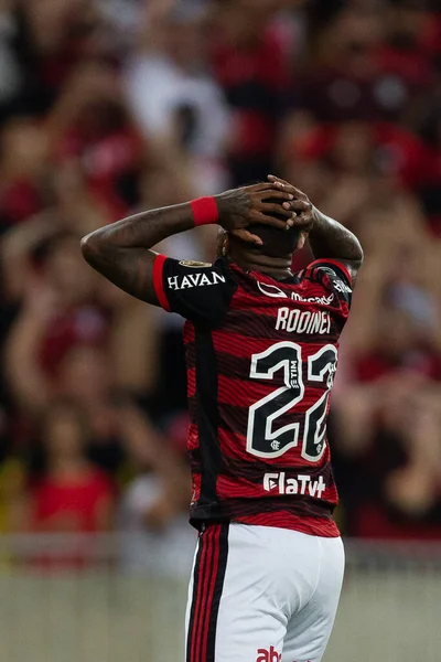 Flamengo 'dan RODINEI, Copa Libertadores 2022' nin bir parçası olarak Brezilya 'nın Rio de Janeiro kentindeki Maracana Stadyumu' nda oynanan karşılaşma sırasında.