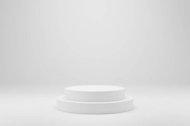Beyaz arkaplanda boş podyum veya kaide görüntüsü