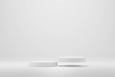 Beyaz arkaplanda boş podyum veya kaide görüntüsü