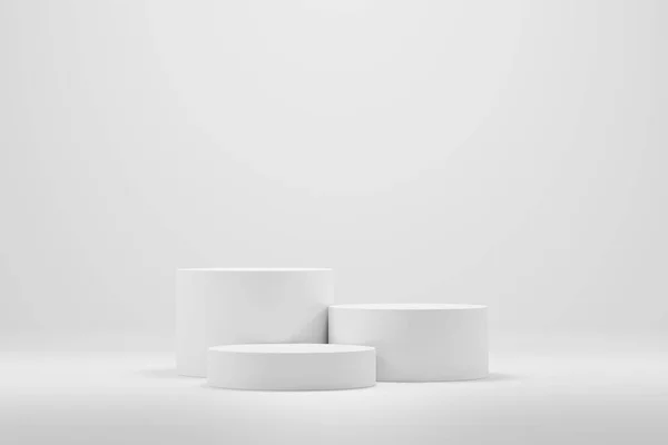 Beyaz arkaplanda boş podyum veya kaide görüntüsü
