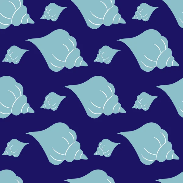 Vektör çizimleri. Mavi deniz kabuklarının kusursuz deseni. Denizci geçmişi. Davetiyeler, tebrik kartları, posterler, baskılar, afişler için mükemmel.