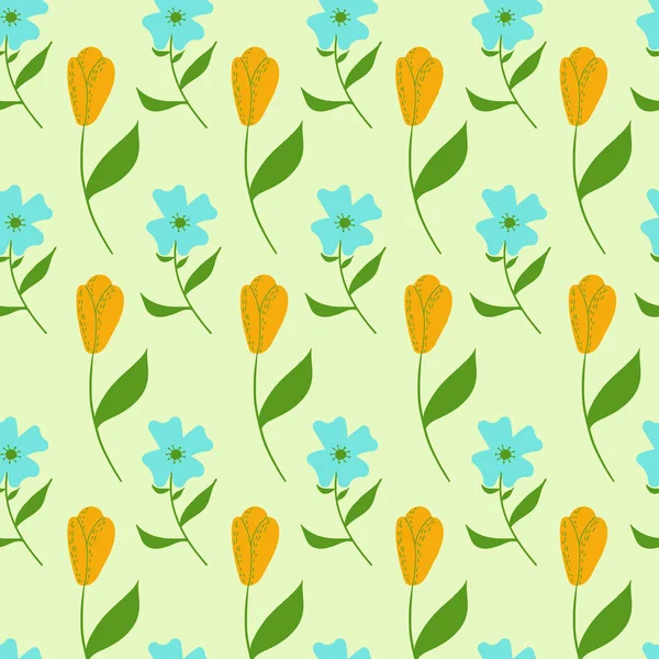 Colorful flowers on yellow background. vector seamless pattern. floral background