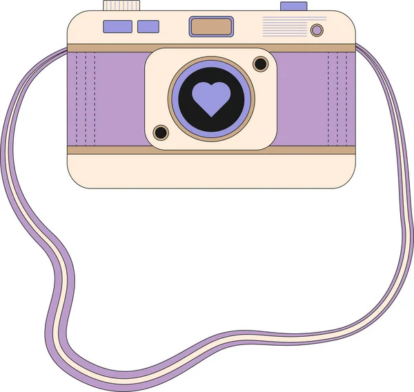 Διανυσματική Κάμερα Για Φωτογραφία Χαριτωμένη Καρδιά Μέσα — Διανυσματικό Αρχείο