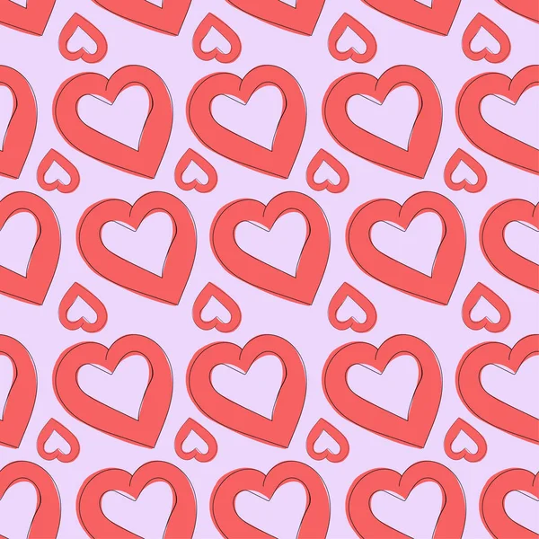 Seamless Pattern Valentine Day Repeating Red Hearts Background Congratulations Lovers — Stock vektor