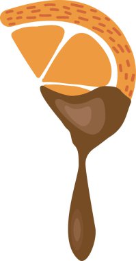 Çikolatalı bir dilim portakal. Sağlıklı beslenme için taze egzotik meyve. Sulu narenciye. Vitamin dolu portakal meyvesi.