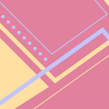 Geometrik tasarım. Pembe, mavi ve sarı renklerde kare arkaplan. vektör illüstrasyonu
