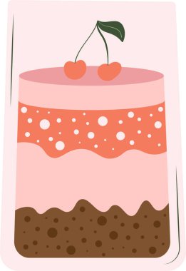 Tatlı vektörü. Beyaz arka planda kirazlı lezzetli cheesecake.