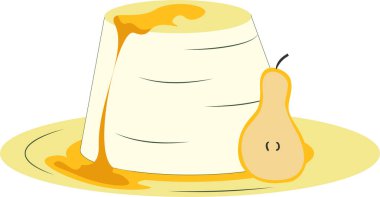 Tatlı armut pudingi. Vektör sarı tatlı. yemek çizimi.