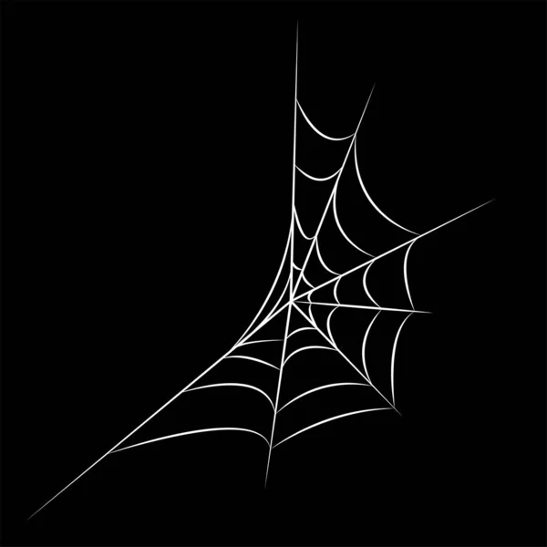Spider Web White Line Art Editable Illustration Halloween — Stock vektor