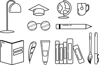 education icon isolated elements vector illustration - Collection of black color in line art