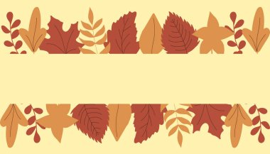 Leaves in Frame illustration in yellow and red colors. vector