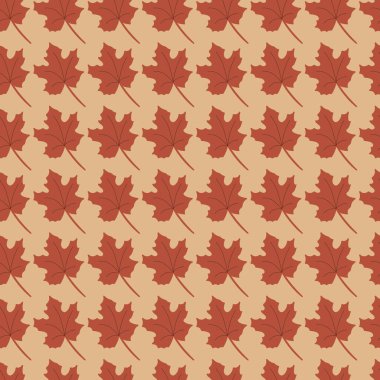 Geriye Desen kalıyor. Akçaağaç yaprağıyla sonsuz bir arka plan. Bitkilerle kusursuz kırmızı vektör çizimi